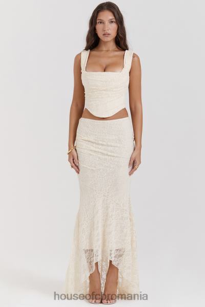 îmbrăcăminte House of CB fustă maxi din dantelă crem therese vintage X4F68841
