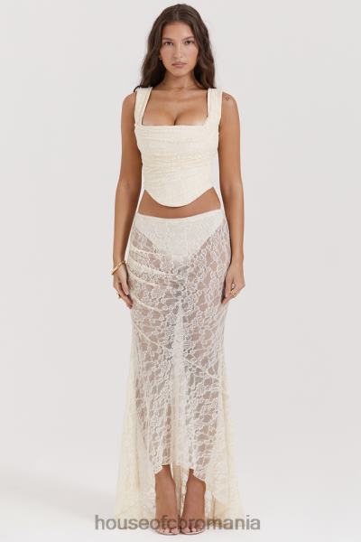 îmbrăcăminte House of CB fustă maxi din dantelă crem therese vintage X4F68841