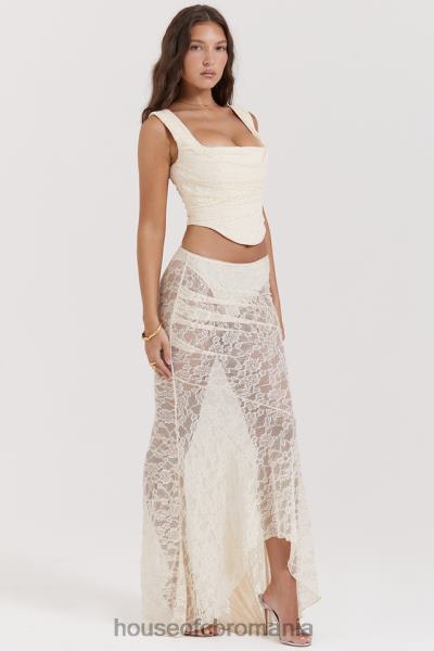 îmbrăcăminte House of CB fustă maxi din dantelă crem therese vintage X4F68841