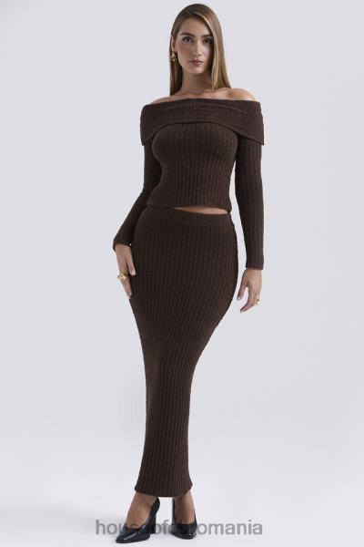 îmbrăcăminte House of CB fustă maxi sloane ciocolată din bumbac moale boucle X4F68829