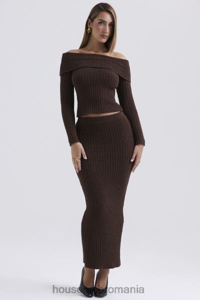 îmbrăcăminte House of CB fustă maxi sloane ciocolată din bumbac moale boucle X4F68829