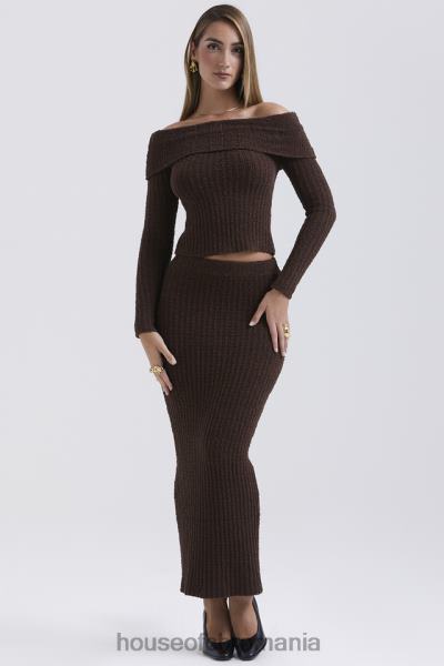 îmbrăcăminte House of CB fustă maxi sloane ciocolată din bumbac moale boucle X4F68829