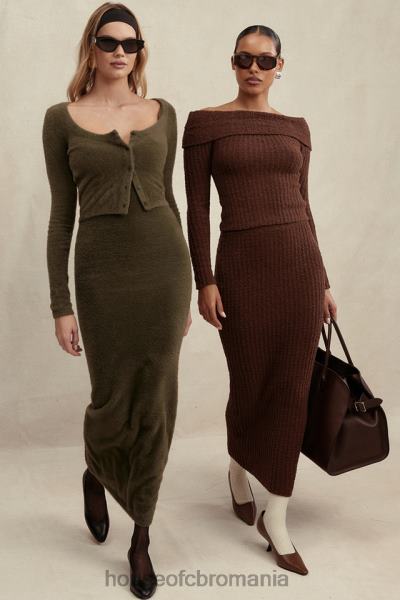 îmbrăcăminte House of CB fustă maxi sloane ciocolată din bumbac moale boucle X4F68829
