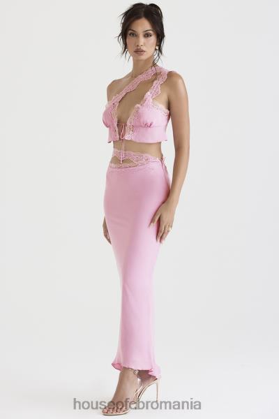 îmbrăcăminte House of CB fusta maxi cu dantelă roz mathilda X4F68909