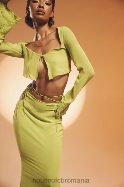 îmbrăcăminte House of CB fusta maxi georgette verde lime madeline X4F68955