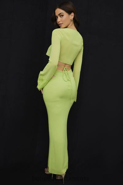 îmbrăcăminte House of CB fusta maxi georgette verde lime madeline X4F68955