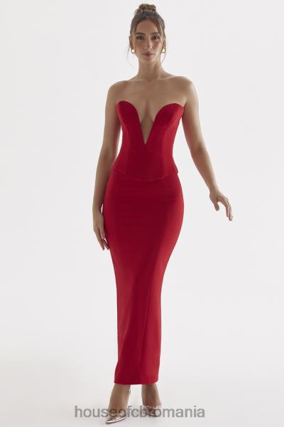 îmbrăcăminte House of CB fusta maxi nayara trandafir rosu X4F68875