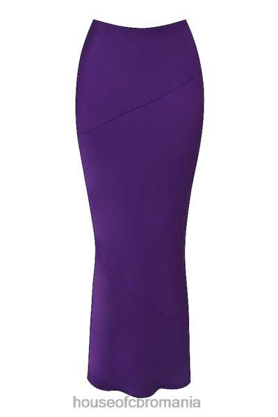 îmbrăcăminte House of CB Fusta midi colette grape din satin cu talie joasa X4F68959