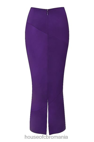 îmbrăcăminte House of CB Fusta midi colette grape din satin cu talie joasa X4F68959