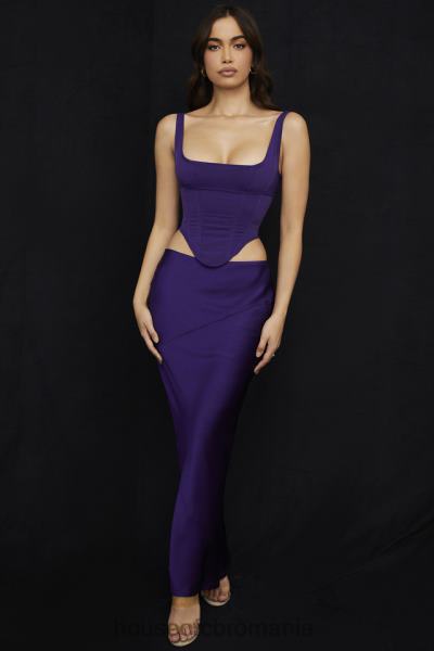 îmbrăcăminte House of CB Fusta midi colette grape din satin cu talie joasa X4F68959