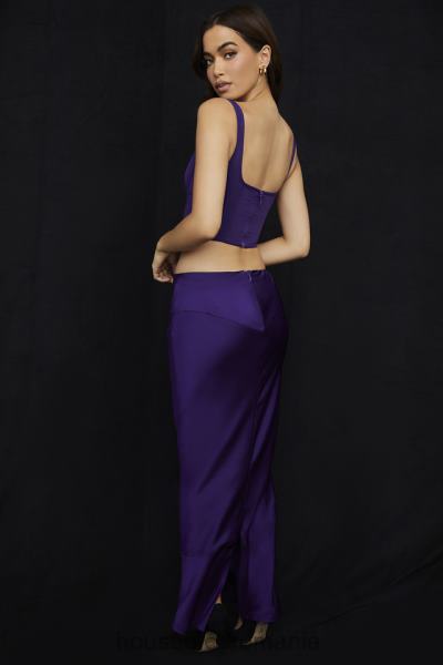 îmbrăcăminte House of CB Fusta midi colette grape din satin cu talie joasa X4F68959