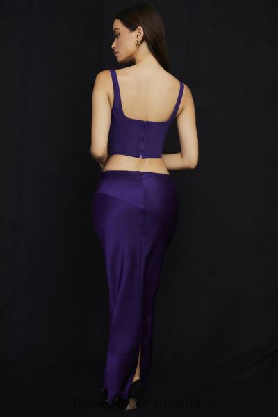 îmbrăcăminte House of CB Fusta midi colette grape din satin cu talie joasa X4F68959