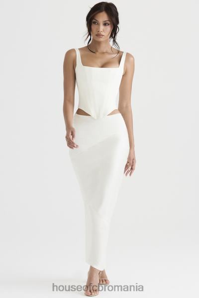 îmbrăcăminte House of CB Fusta midi colette ivory satin croiala in partial X4F68911