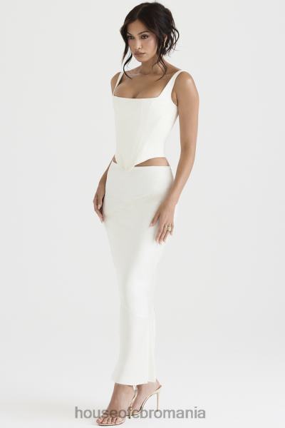 îmbrăcăminte House of CB Fusta midi colette ivory satin croiala in partial X4F68911