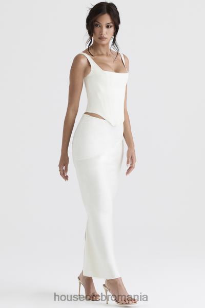 îmbrăcăminte House of CB Fusta midi colette ivory satin croiala in partial X4F68911