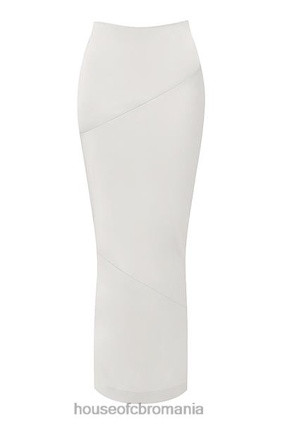 îmbrăcăminte House of CB Fusta midi colette ivory satin croiala in partial X4F68911