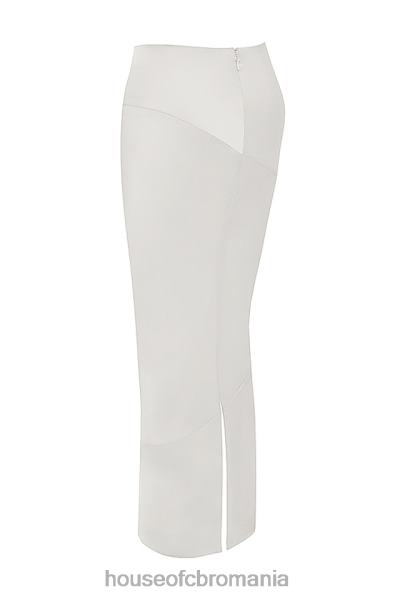 îmbrăcăminte House of CB Fusta midi colette ivory satin croiala in partial X4F68911