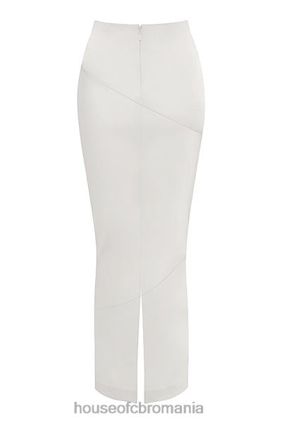 îmbrăcăminte House of CB Fusta midi colette ivory satin croiala in partial X4F68911