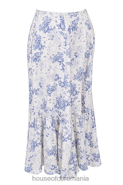 îmbrăcăminte House of CB Fusta midi cu imprimeu albastru aitana X4F68864