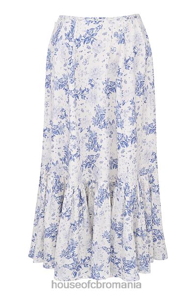 îmbrăcăminte House of CB Fusta midi cu imprimeu albastru aitana X4F68864