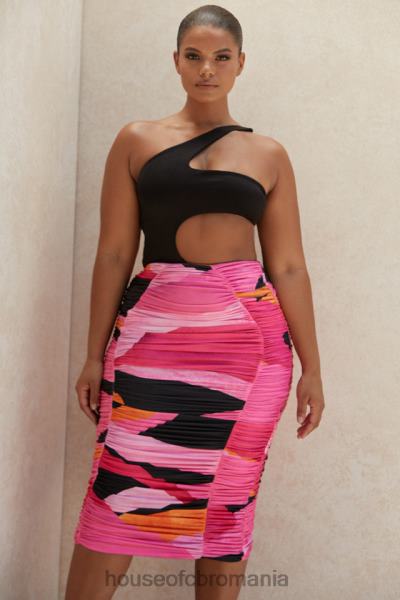 îmbrăcăminte House of CB Fusta midi cu volane multicolor nolene X4F681015