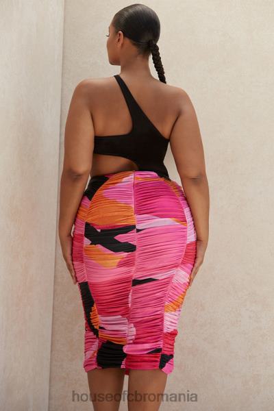 îmbrăcăminte House of CB Fusta midi cu volane multicolor nolene X4F681015