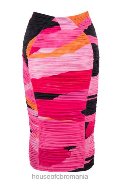 îmbrăcăminte House of CB Fusta midi cu volane multicolor nolene X4F681015