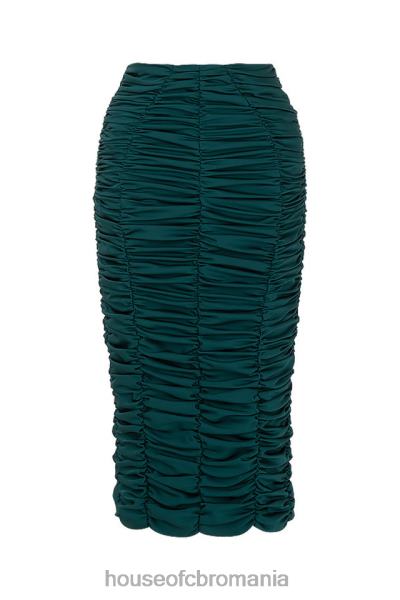 îmbrăcăminte House of CB Fusta midi cu volane verde smarald X4F68984