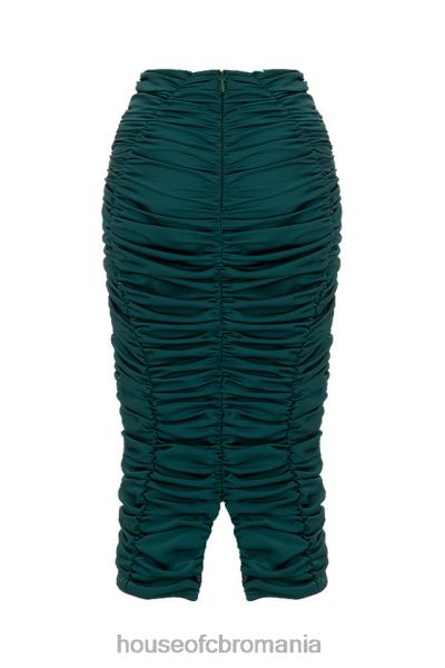 îmbrăcăminte House of CB Fusta midi cu volane verde smarald X4F68984