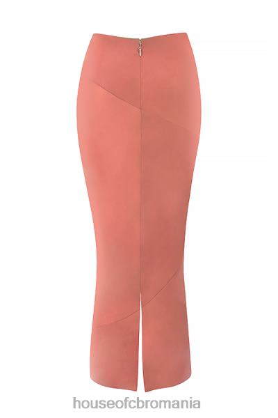 îmbrăcăminte House of CB Fusta midi din satin colette rose cu talie joasa X4F68948