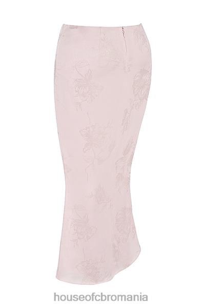 îmbrăcăminte House of CB Fusta midi din satin floral metalic roz luisette X4F68892
