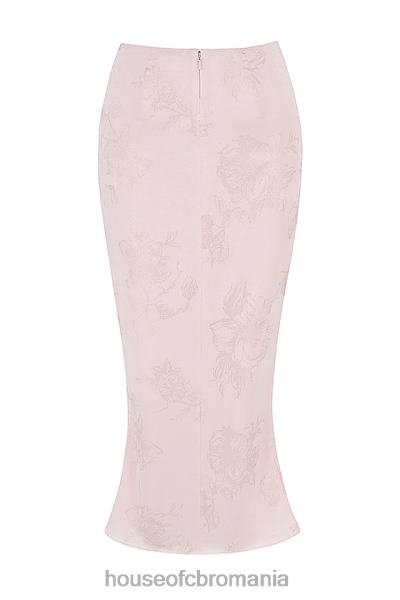 îmbrăcăminte House of CB Fusta midi din satin floral metalic roz luisette X4F68892