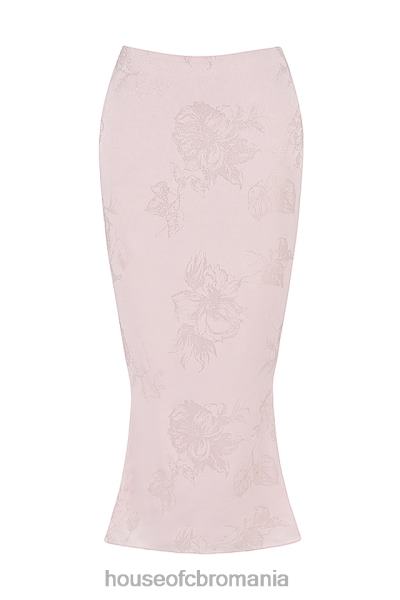 îmbrăcăminte House of CB Fusta midi din satin floral metalic roz luisette X4F68892