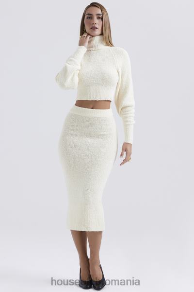 îmbrăcăminte House of CB Fusta midi din tricot boucle moale crem mishka X4F68831