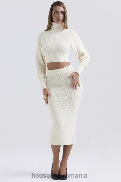 îmbrăcăminte House of CB Fusta midi din tricot boucle moale crem mishka X4F68831