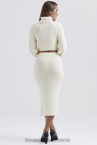 îmbrăcăminte House of CB Fusta midi din tricot boucle moale crem mishka X4F68831