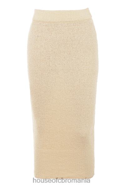 îmbrăcăminte House of CB Fusta midi din tricot boucle moale crem mishka X4F68831