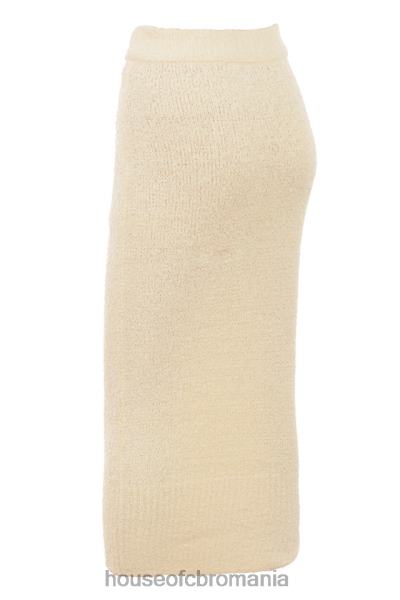 îmbrăcăminte House of CB Fusta midi din tricot boucle moale crem mishka X4F68831