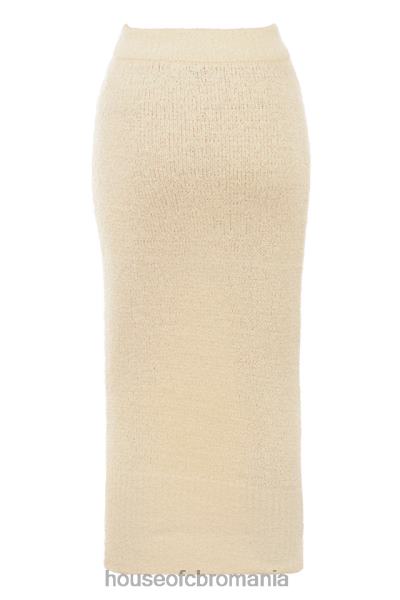 îmbrăcăminte House of CB Fusta midi din tricot boucle moale crem mishka X4F68831