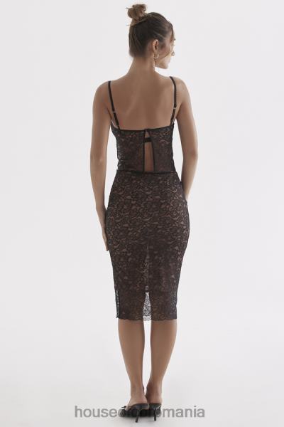 îmbrăcăminte House of CB fustă midi din dantelă neagră yolanda X4F68874