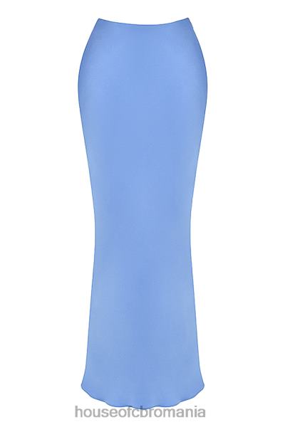 îmbrăcăminte House of CB fustă midi satinată albastru clară X4F68902