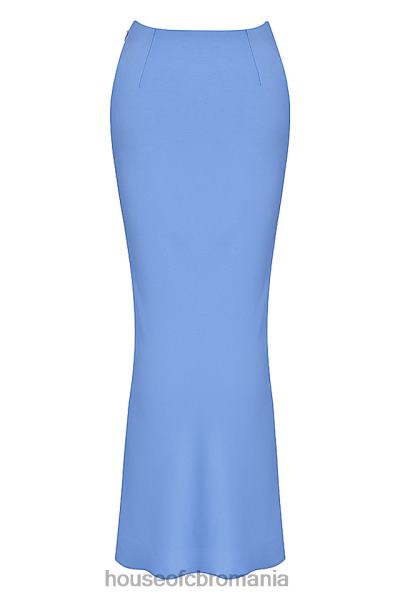 îmbrăcăminte House of CB fustă midi satinată albastru clară X4F68902