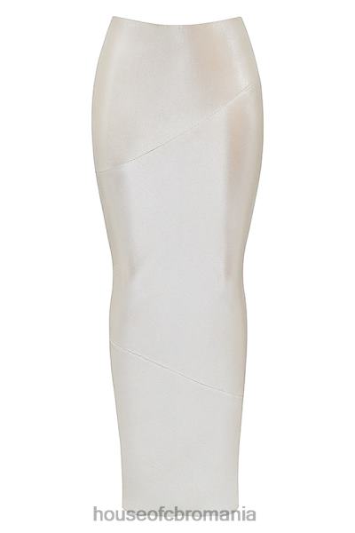 îmbrăcăminte House of CB fusta midi colette shimmer champagne X4F68898