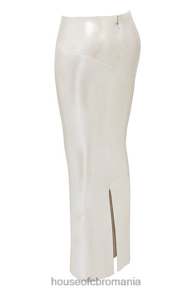 îmbrăcăminte House of CB fusta midi colette shimmer champagne X4F68898