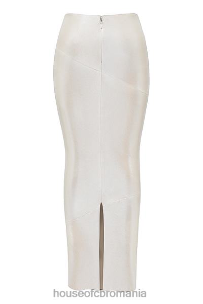 îmbrăcăminte House of CB fusta midi colette shimmer champagne X4F68898
