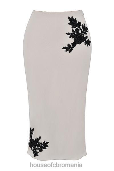 îmbrăcăminte House of CB fusta midi cu margele amal champagne X4F68872