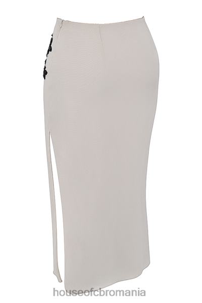 îmbrăcăminte House of CB fusta midi cu margele amal champagne X4F68872
