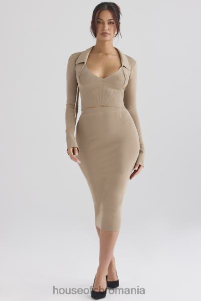 îmbrăcăminte House of CB fusta midi din tricot camel camel X4F68884