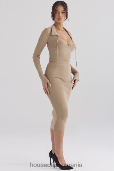 îmbrăcăminte House of CB fusta midi din tricot camel camel X4F68884
