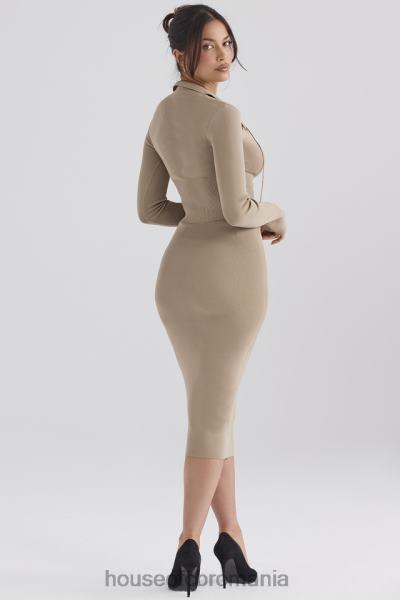 îmbrăcăminte House of CB fusta midi din tricot camel camel X4F68884